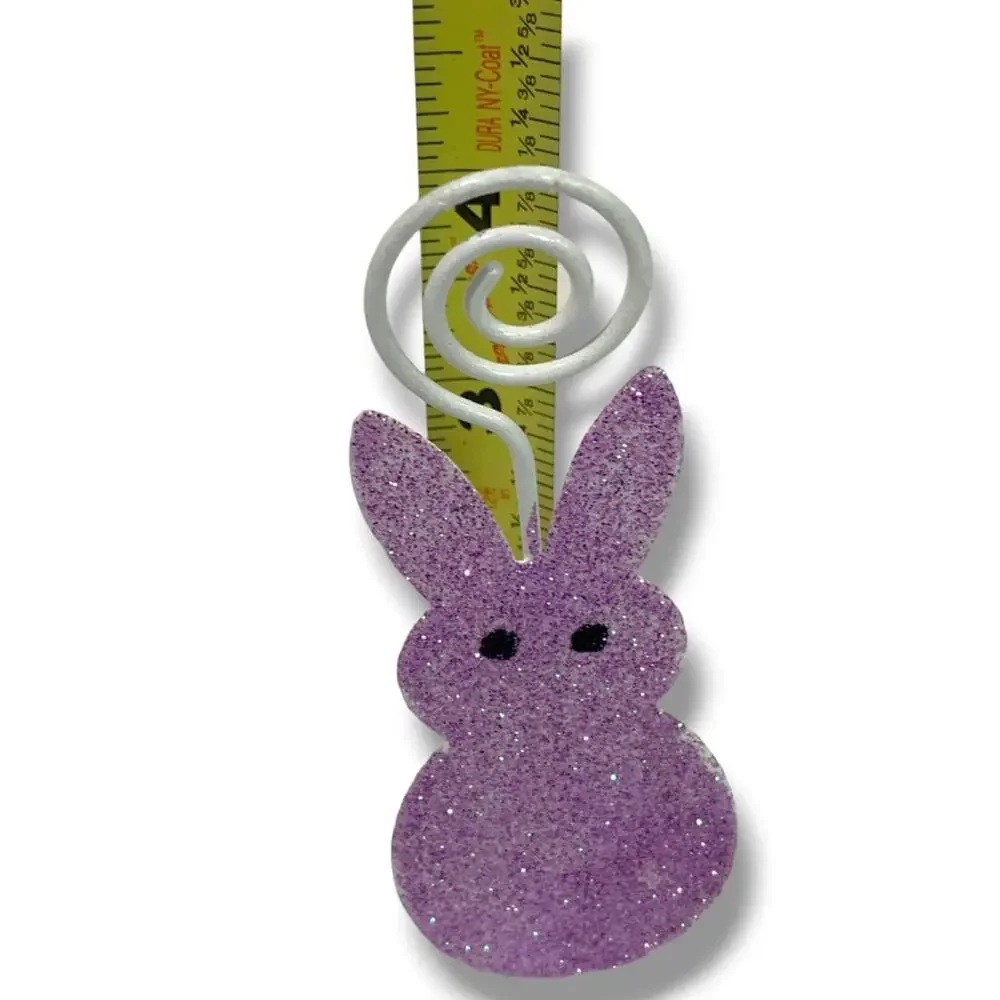 Glitter Bunny Place Card Photo Holder Box of 3 New Blue Purple Pink 4.5